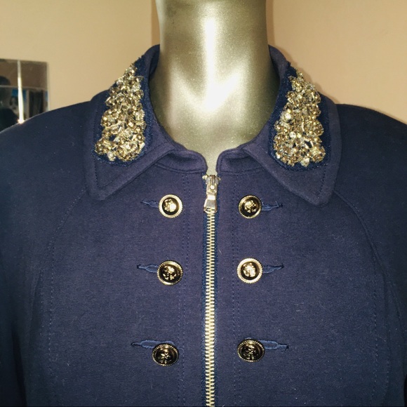 INC Macy"s Vintage Navy BLUE military jacket - Picture 1 of 8
